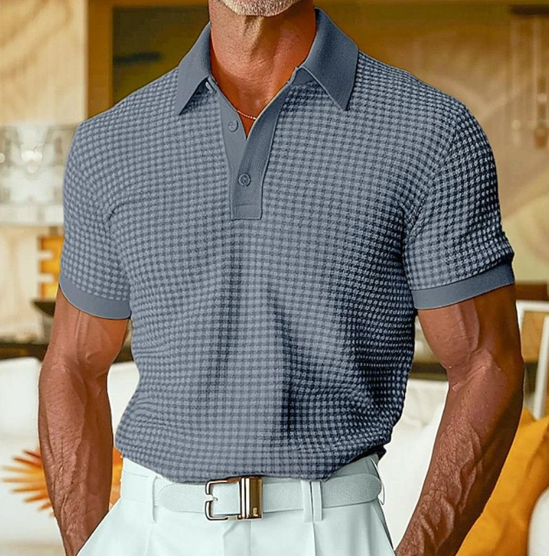 Men's Slim Knit Polo Shirt - Navy Blue
