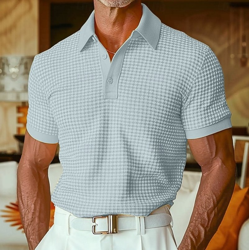 Men's Slim Knit Polo Shirt - Light Blue