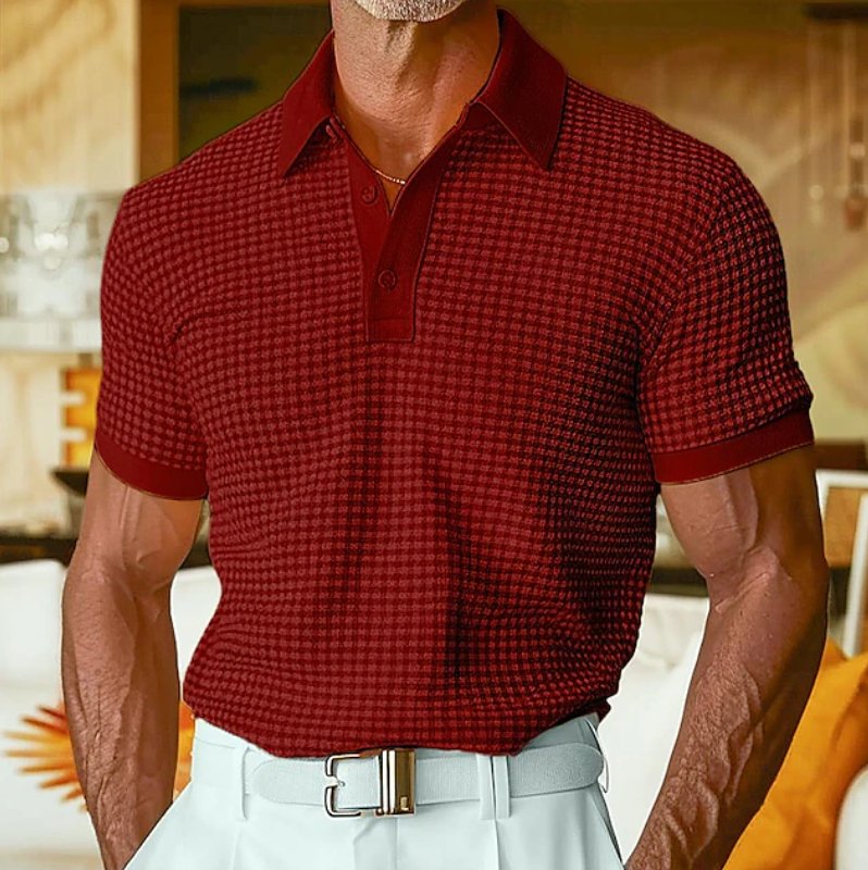 Men's Slim Knit Polo Shirt - Red