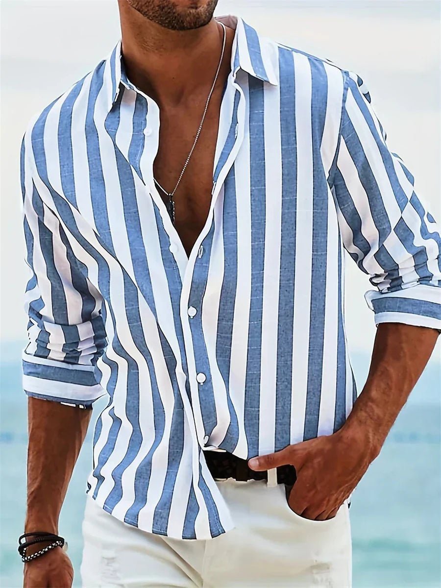 Men's Striped Shirt - Blue