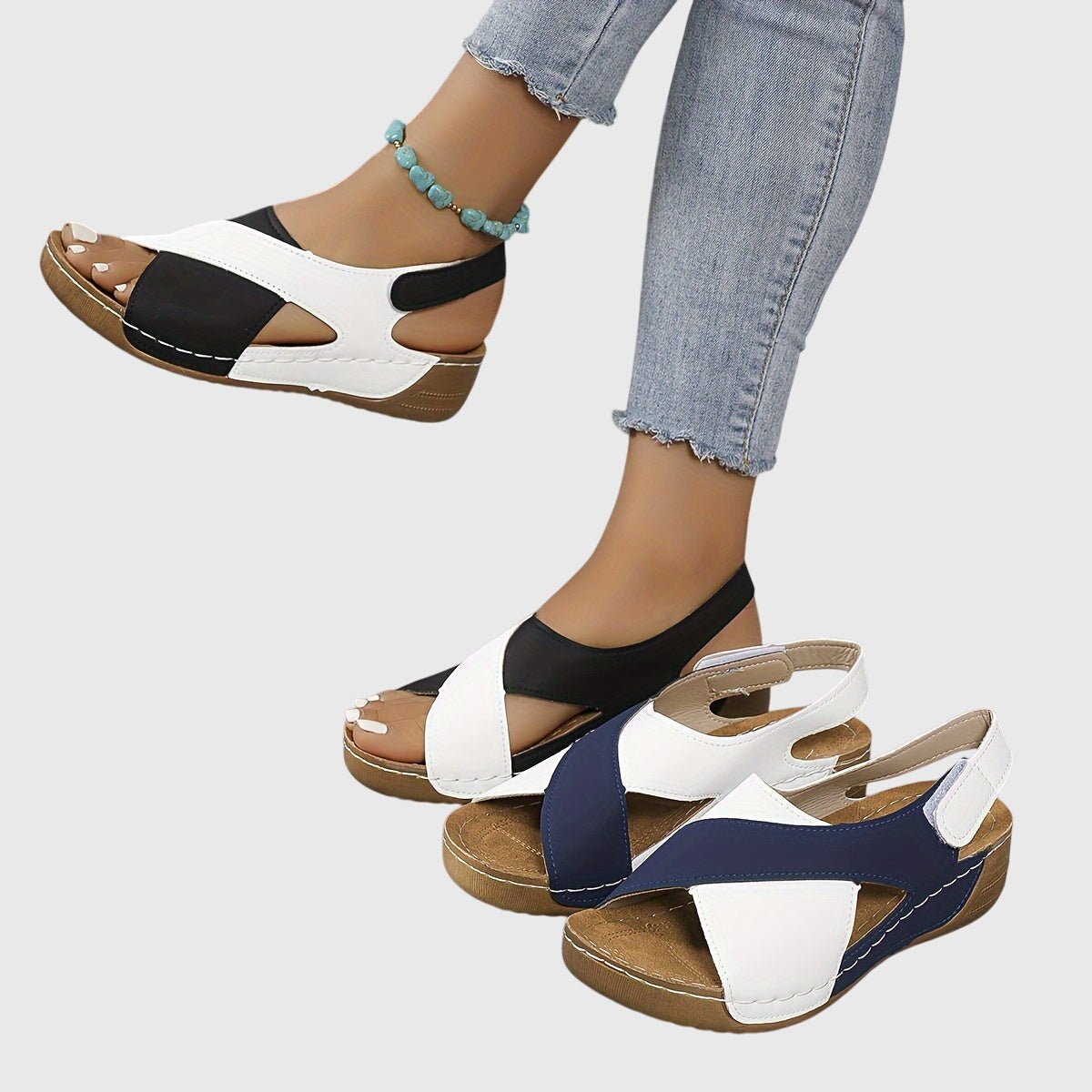 Women's Faux Leather Wedge Sandals