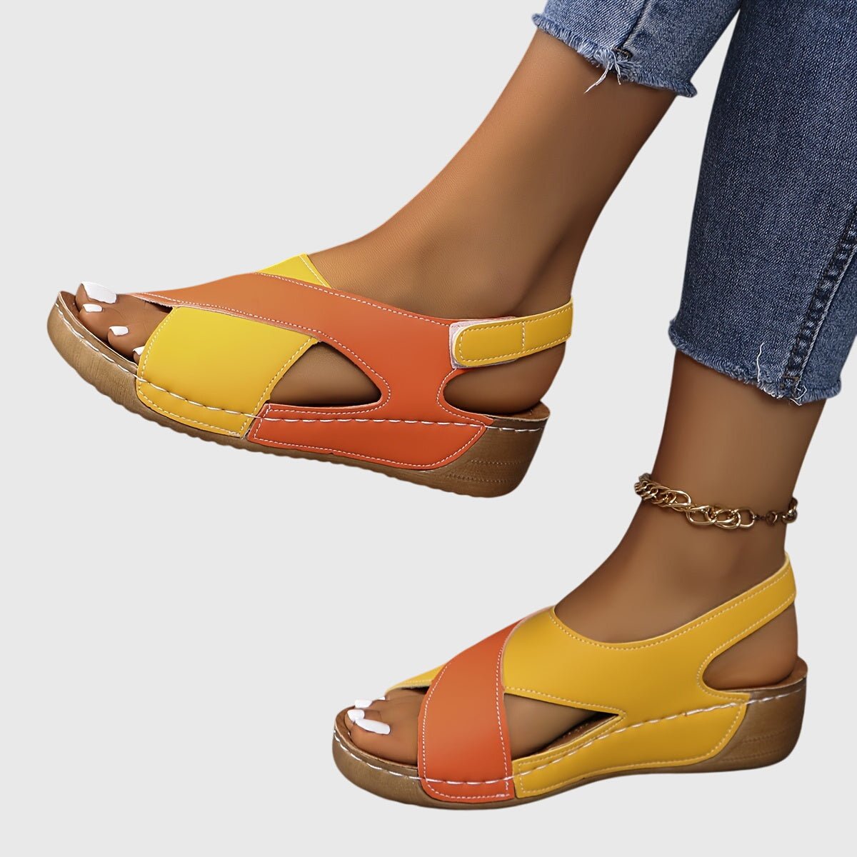 Women's Faux Leather Wedge Sandals