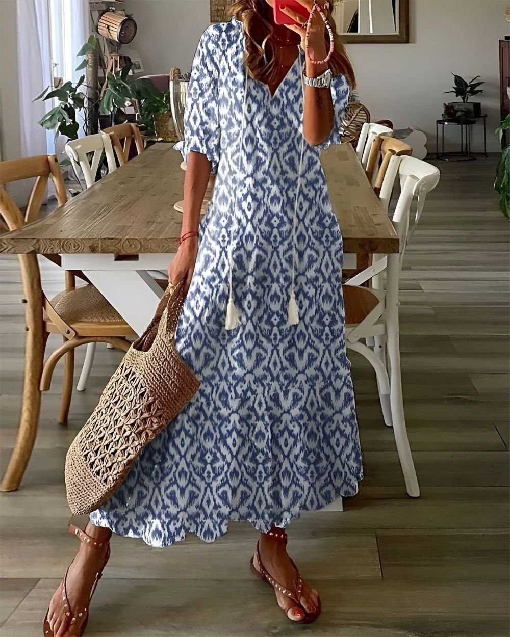 Women's Ikat Maxi Dress - Blue (Almost sold out)