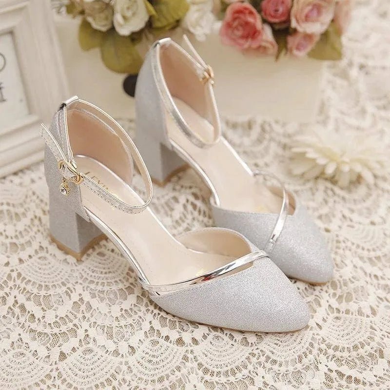 Women's Party Block Heel Sandals - Silver