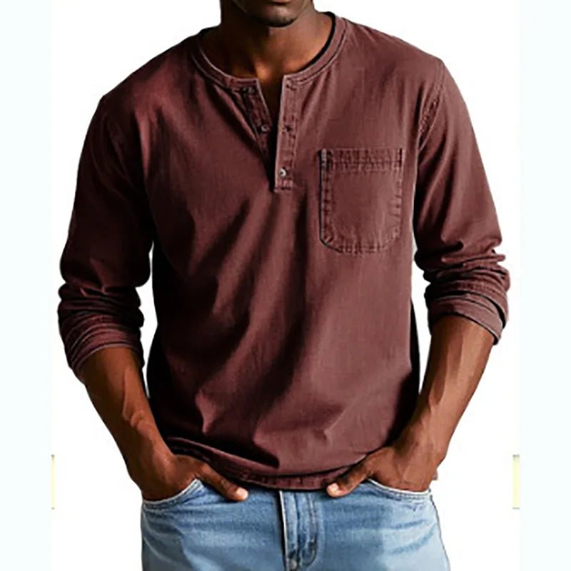 Men's Henley Shirt - Red