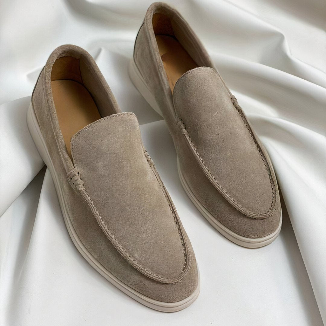 Men's Suede Loafers - Beige