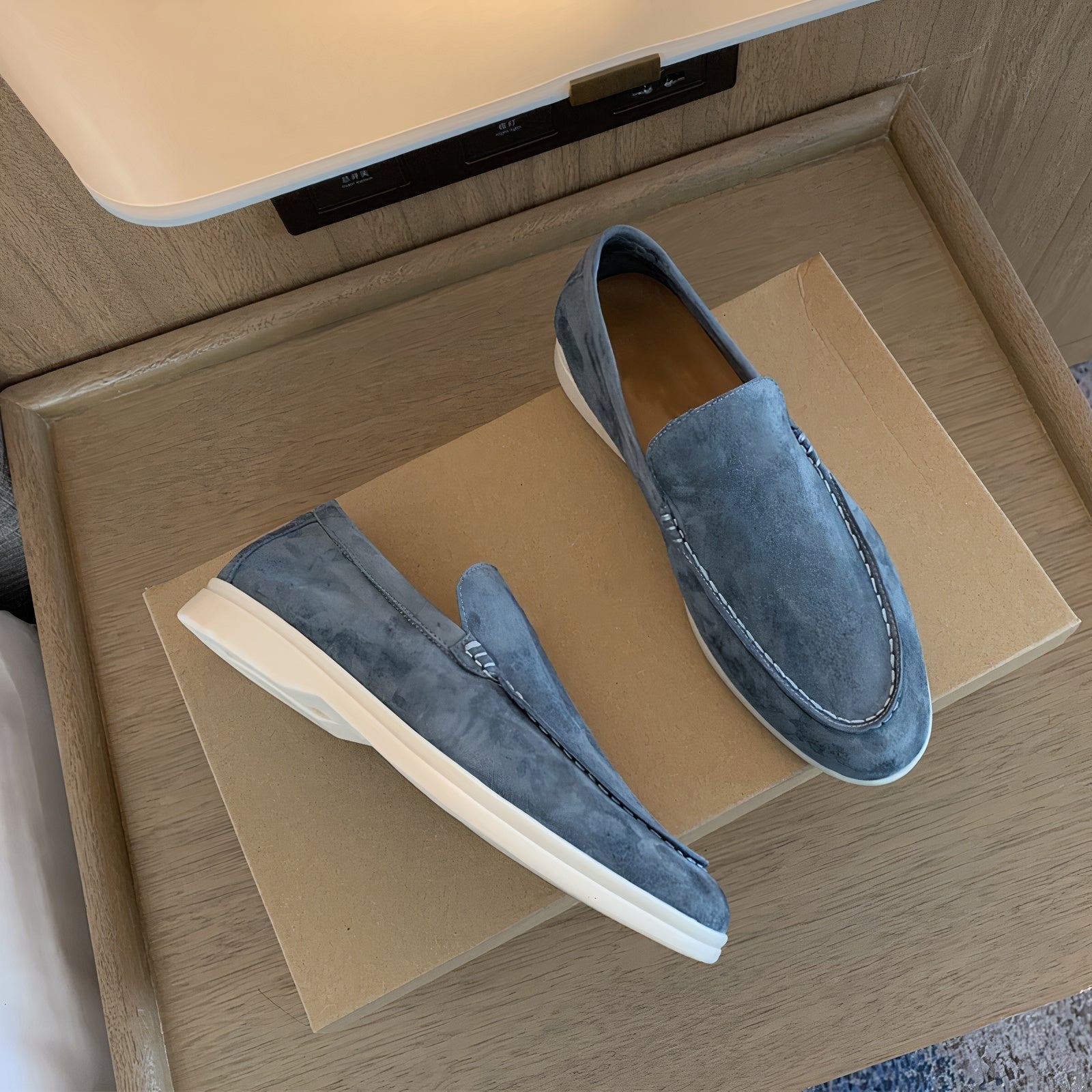 Men's Suede Loafers - Light Blue