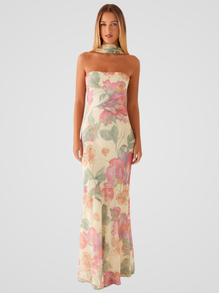 Helen™ | Floral Chiffon Bandeau Dress