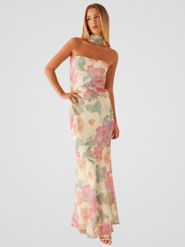 Helen™ | Floral Chiffon Bandeau Dress