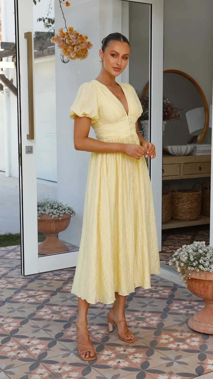 Michelle™ | Elegant Dress with Puff Sleeves