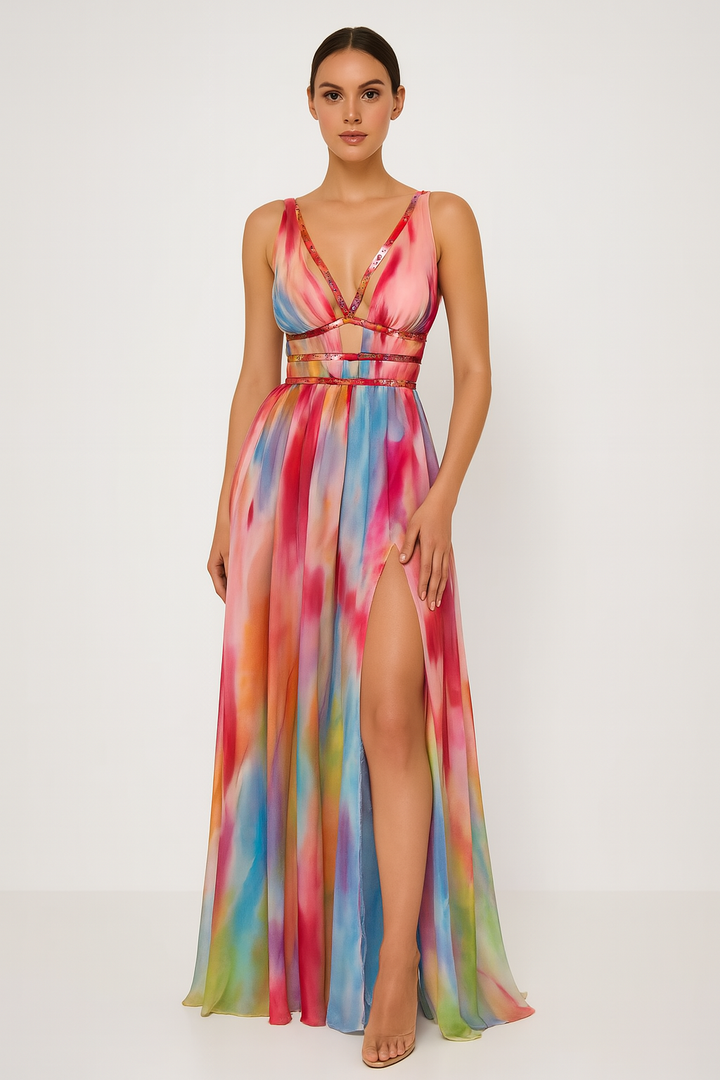 Frances™ | Watercolor Print Maxi Dress