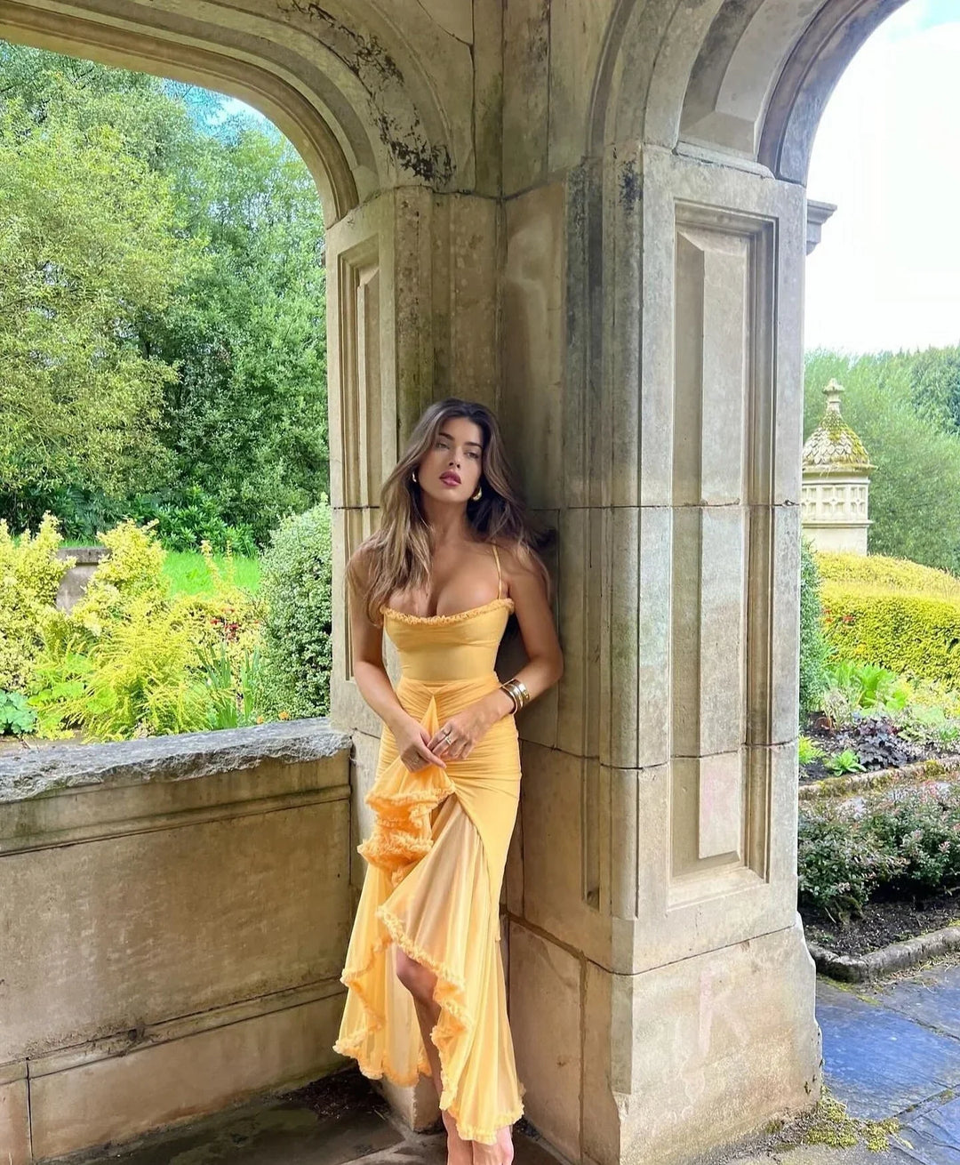 June™ | Yellow Mesh Maxi Dress