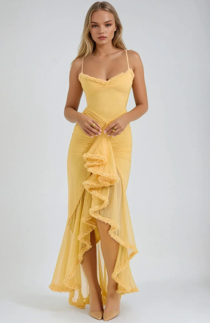 June™ | Yellow Mesh Maxi Dress