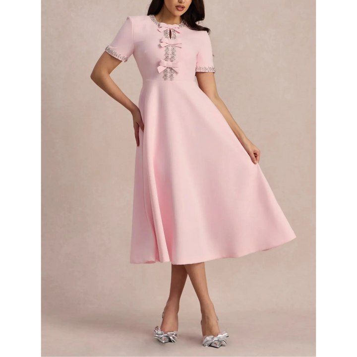 Beverly™ | Women's Flared Dress with Bows and Beads
