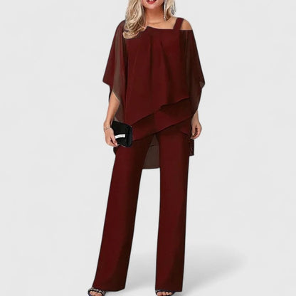 Formal Evening Two Piece Set - Wine Red