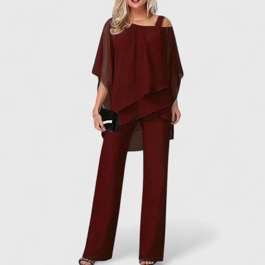 Formal Evening Two Piece Set - Wine Red