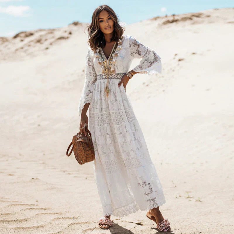 Women's Flowy V-Neck Maxi Dress