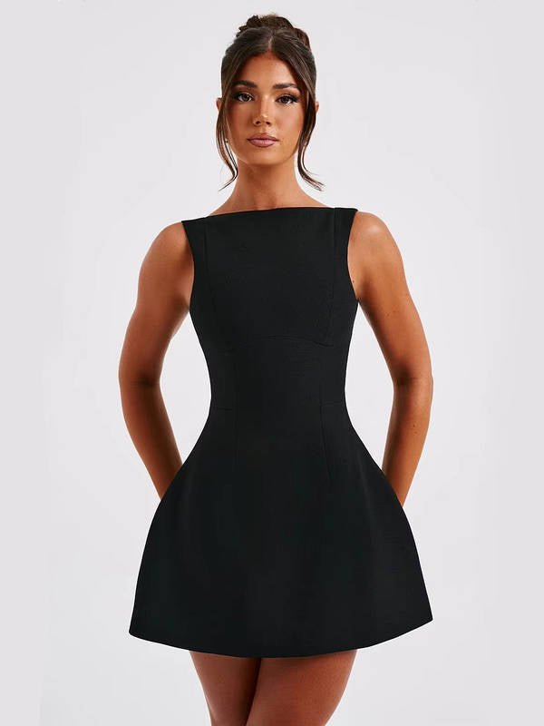 Women's Mini Skater Dress - Black