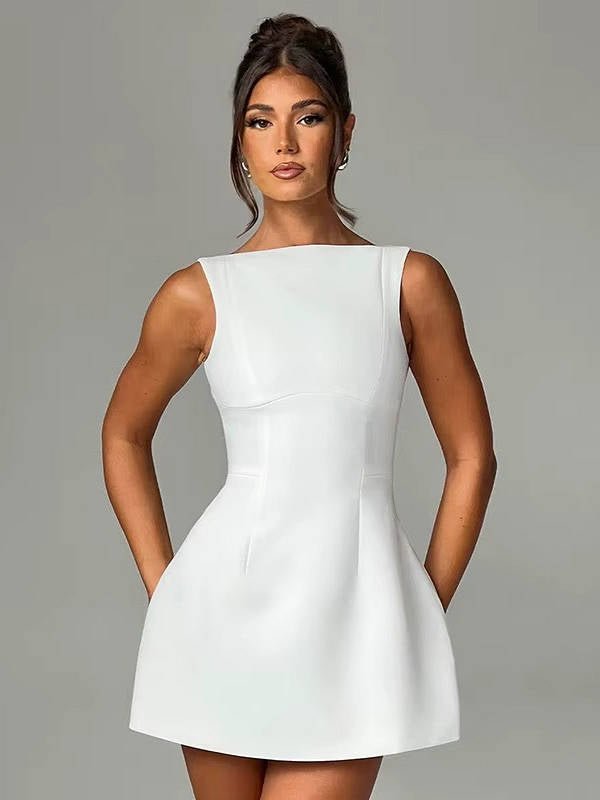 Women's Mini Skater Dress - White