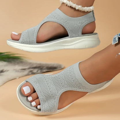 Orthopedic Comfort Wedge Sandals - Gray