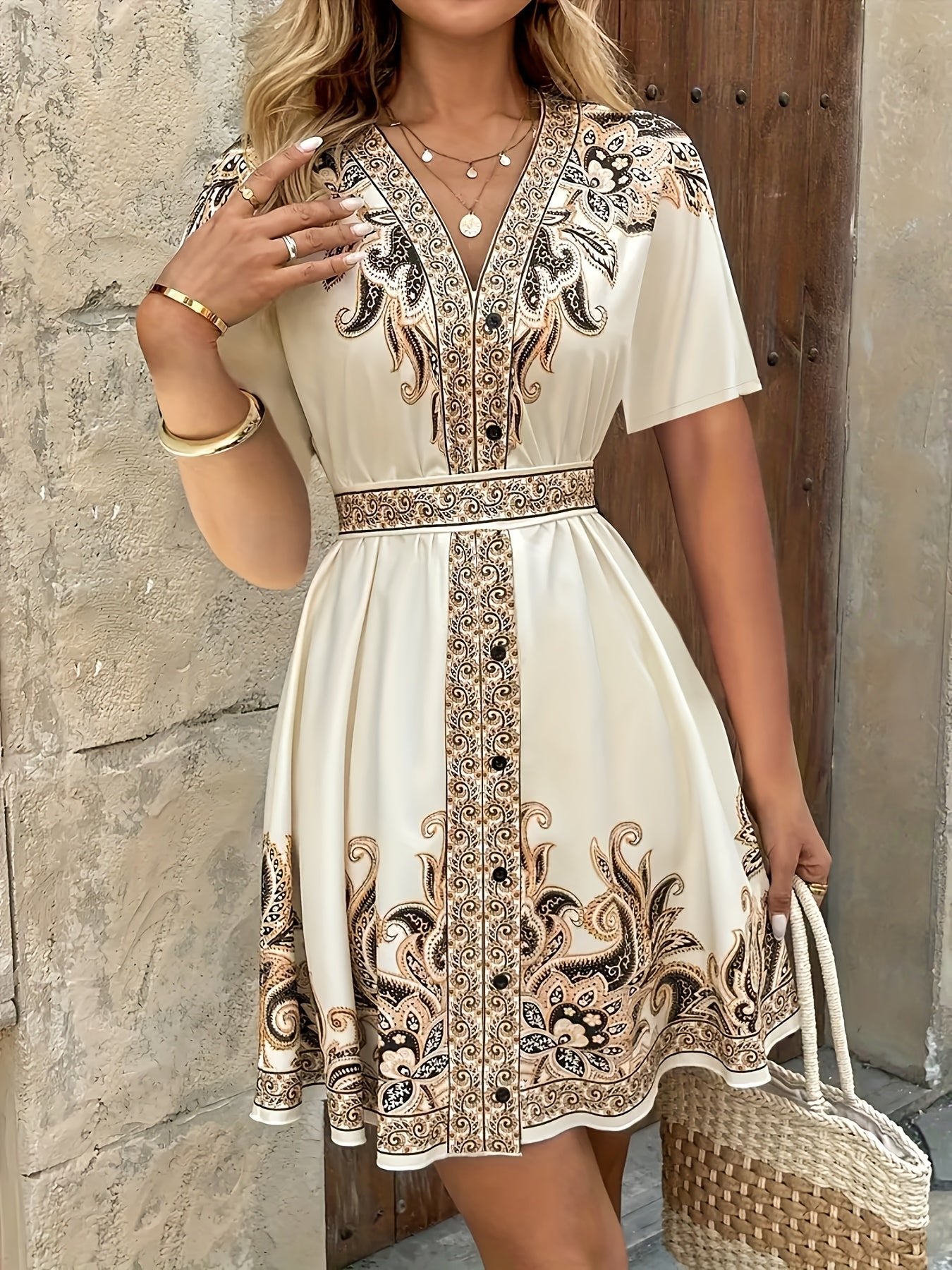 Women's Paisley Wrap Mini Dress