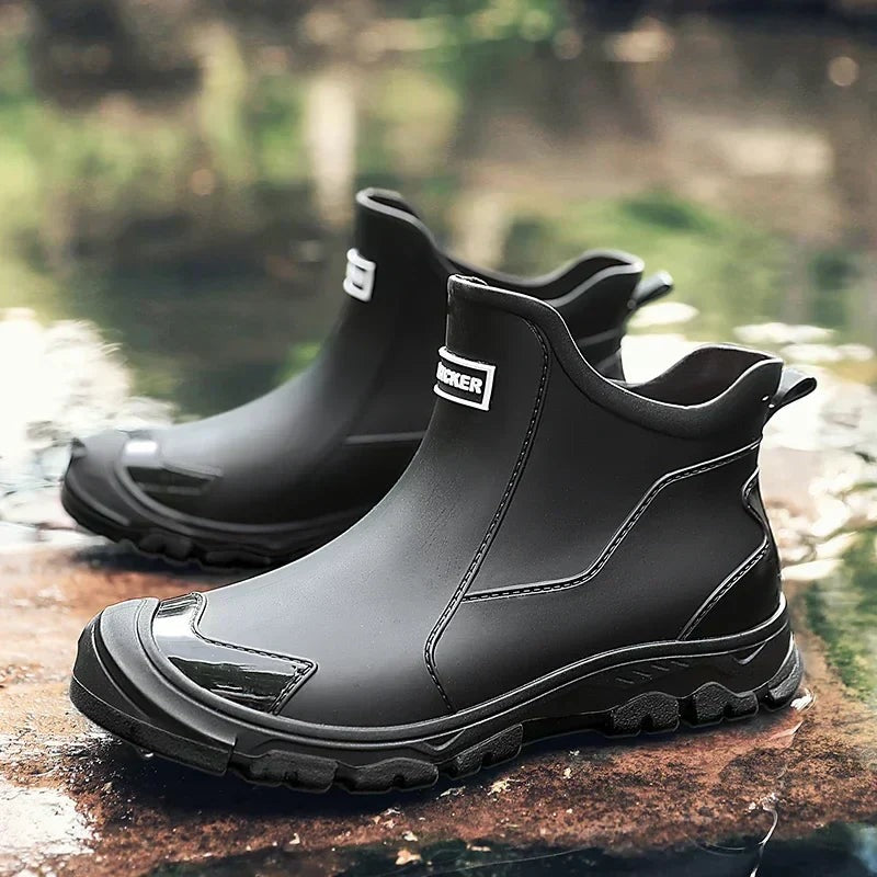 Waterproof Ankle Rain Boots - Black