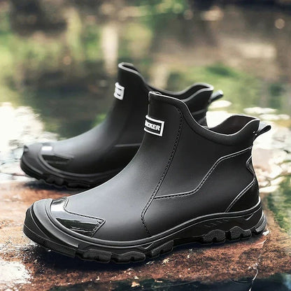 Waterproof Ankle Rain Boots - Black