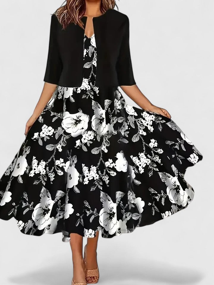 Floral A Line Midi Dress