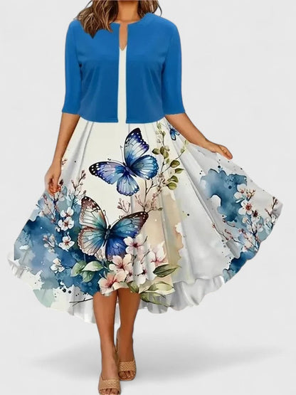 Floral A Line Midi Dress