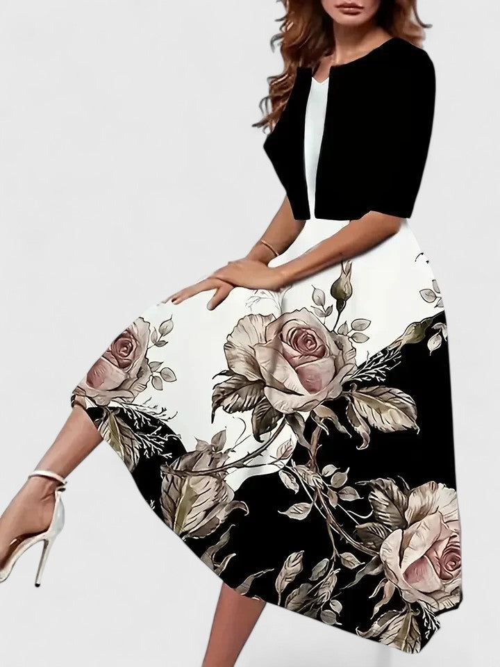 Floral A Line Midi Dress