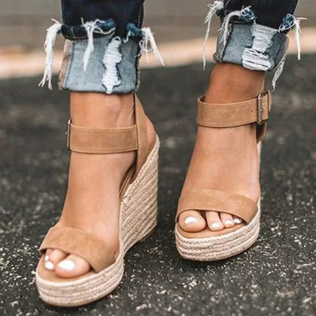 Platform Wedge Sandals - Brown