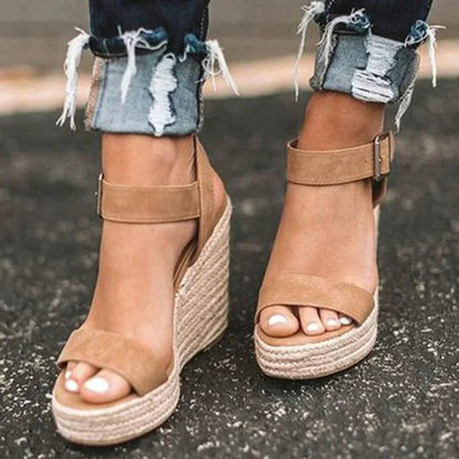 Platform Wedge Sandals - Brown