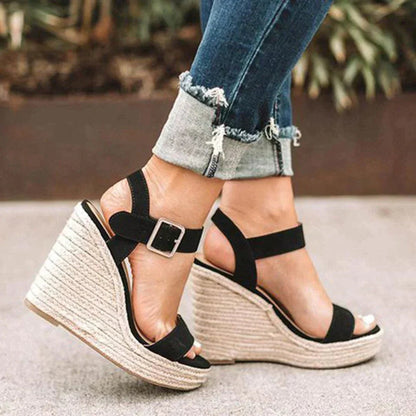 Platform Wedge Sandals - Black