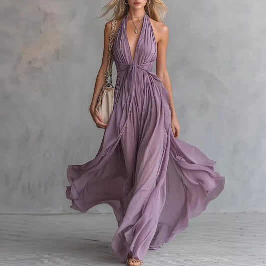 Grecian Goddess Maxi Dress - Purple