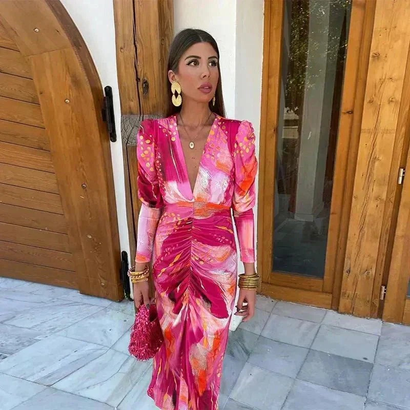 Wedding Guest Maxi Dress - Pink