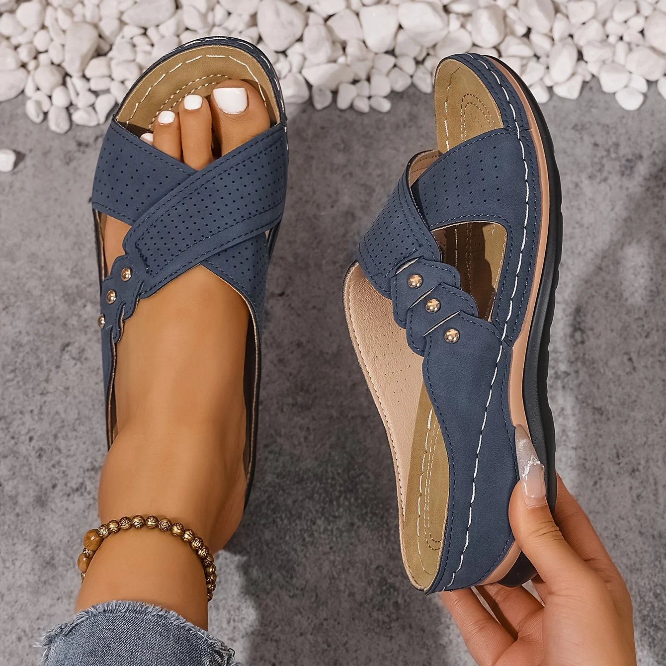 Women's Wedge Sandals - Blue