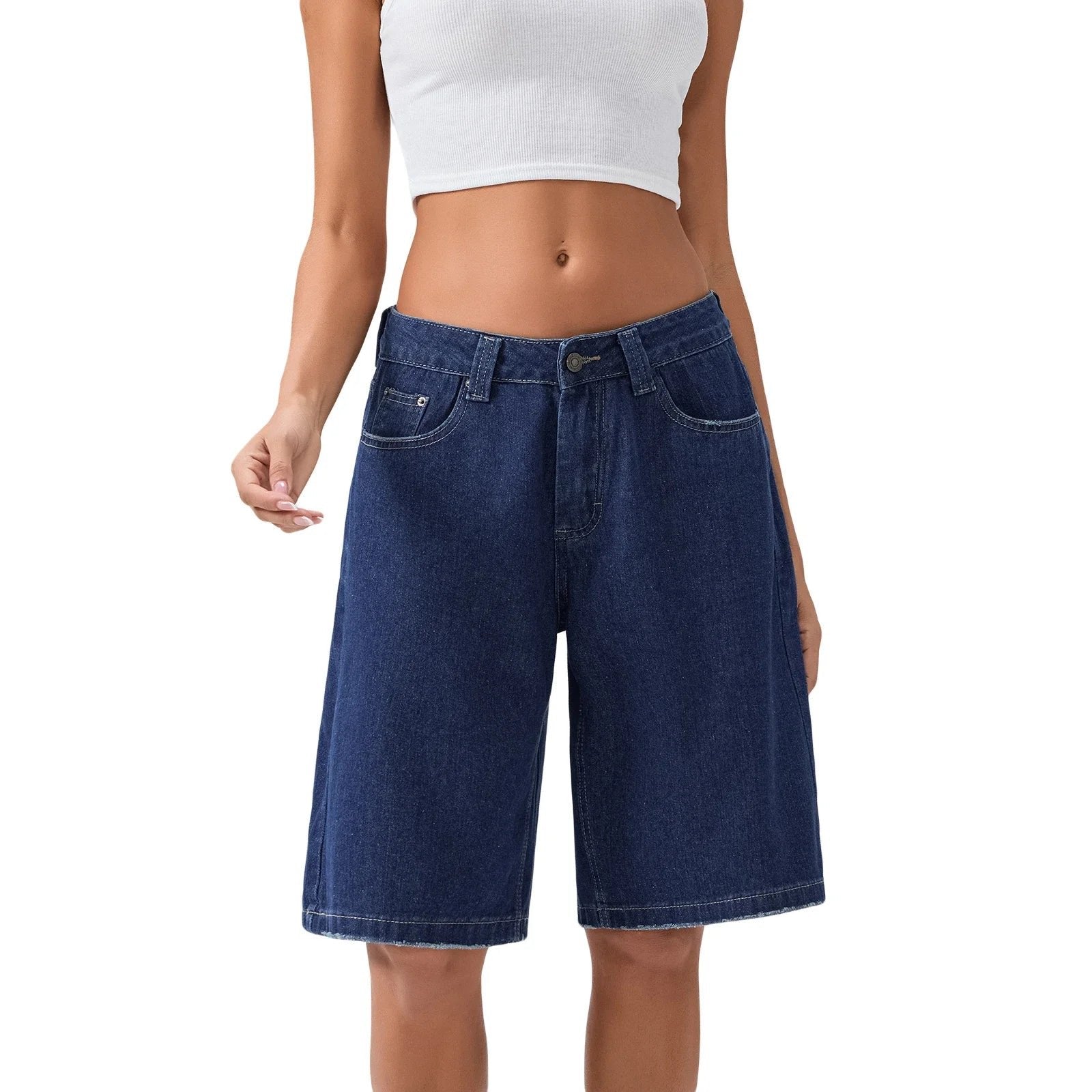 Women's Wide-Leg Denim Shorts - Medium Blue
