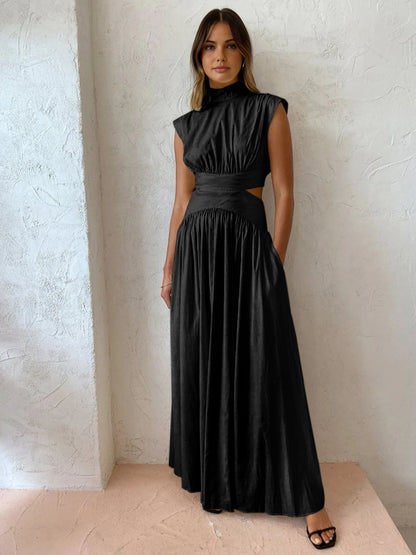 High Neck Formal Maxi Dress - Black