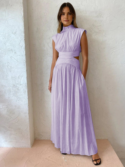 High Neck Formal Maxi Dress - Purple