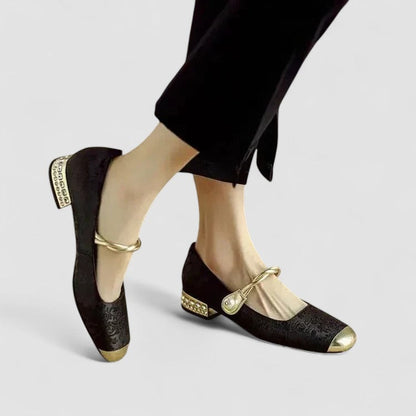 Mary Jane Block Heel Pumps - Black