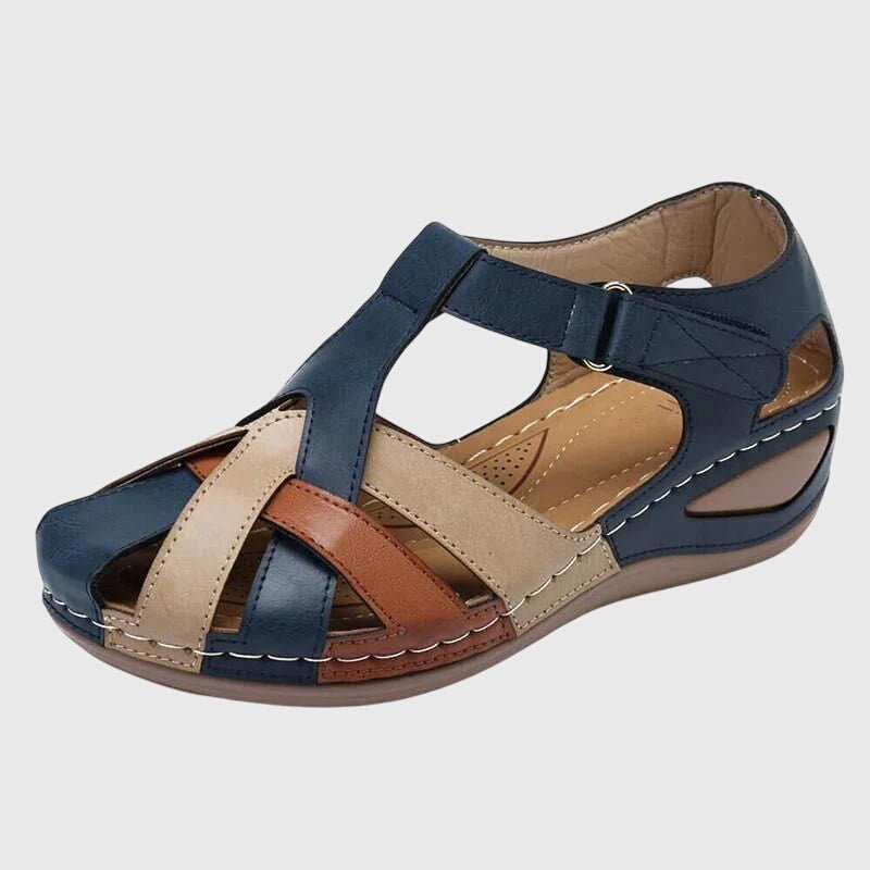 Women's Faux Leather Wedge Sandals - Blue