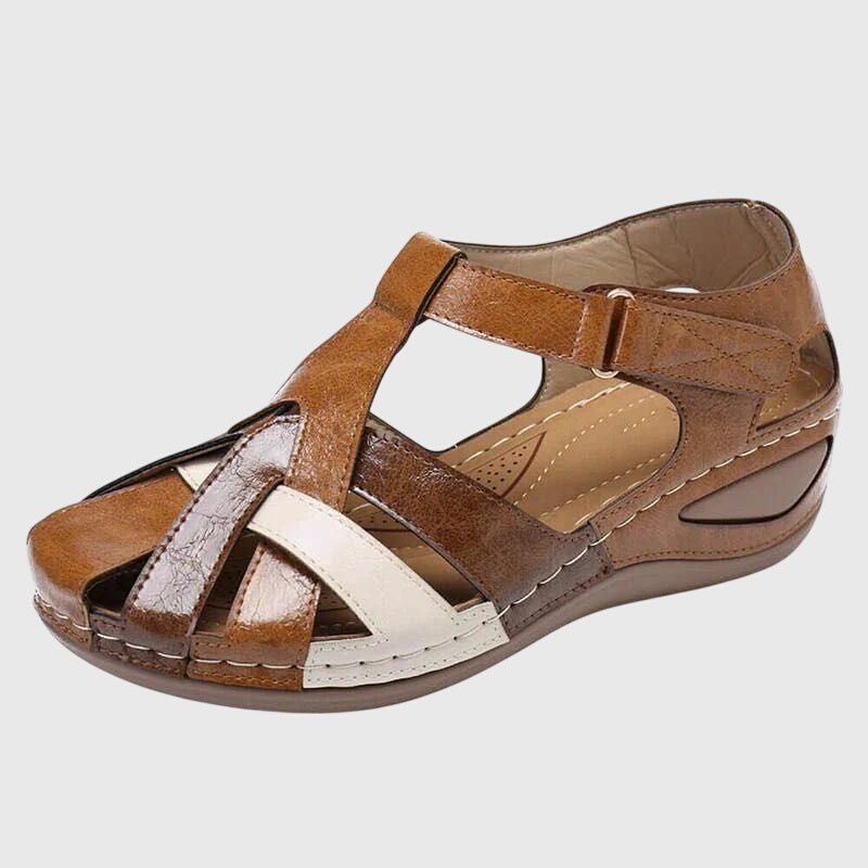 Women's Faux Leather Wedge Sandals - Brown