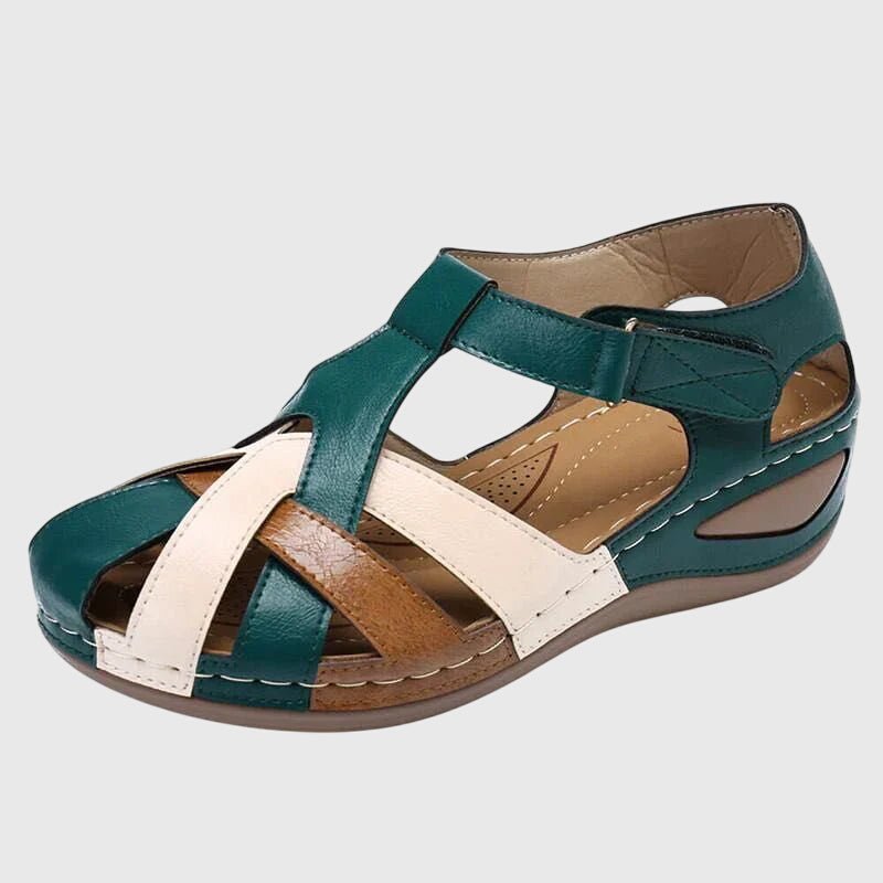 Women's Faux Leather Wedge Sandals - Green