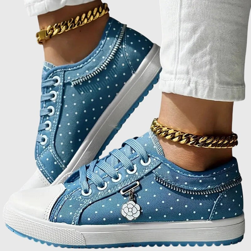 Floral Mesh Lace Sneakers - Sky Blue