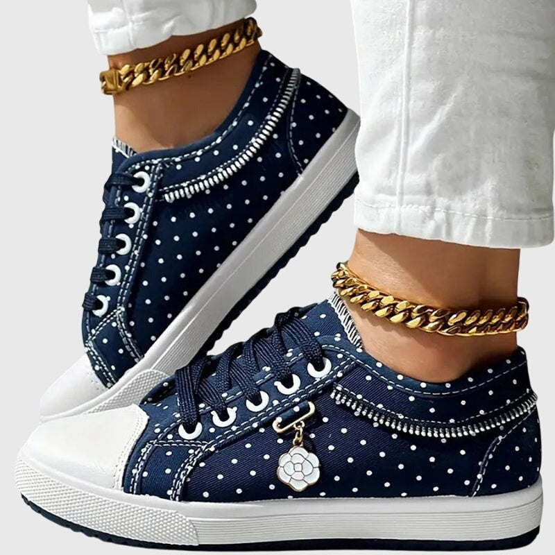 Floral Mesh Lace Sneakers - Dark Blue