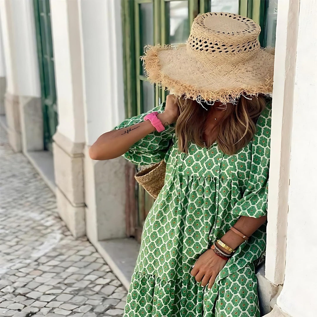 Floral Puff Sleeve Maxi Dress