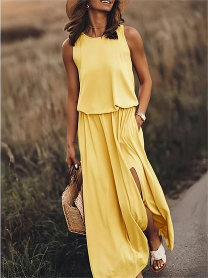 Sleeveless Maxi Dress - Yellow