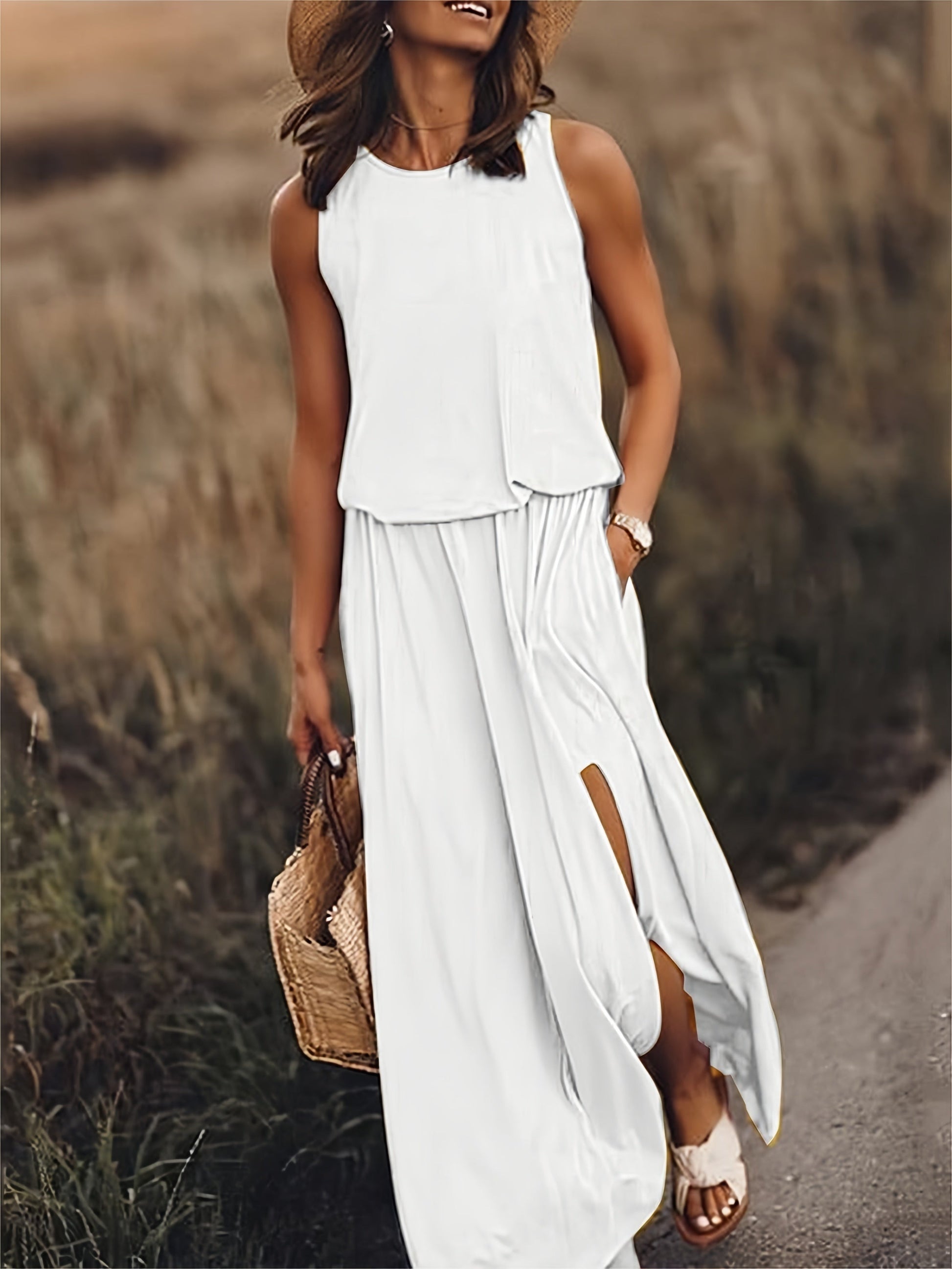 Sleeveless Maxi Dress - White