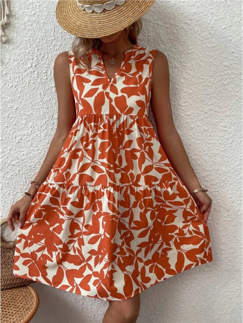 Women's Mini Babydoll Dress - Orange