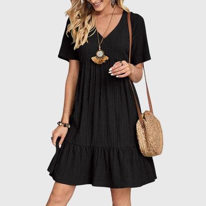 Tiered Babydoll Mini Dress - Black